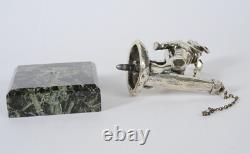 Art Deco Sculpture Bulldog with Chain Mascot in Silvered Bronze 1920