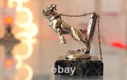 Art Deco Sculpture Bulldog with Chain Mascot in Silvered Bronze 1920