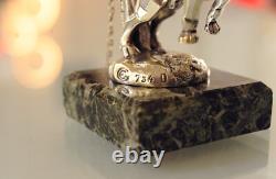 Art Deco Sculpture Bulldog with Chain Mascot in Silvered Bronze 1920