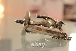 Art Deco Sculpture Bulldog with Chain Mascot in Silvered Bronze 1920