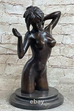 Art Deco Sculpture Collectible Nude Woman Body Woman Statue Figurine in Bronze