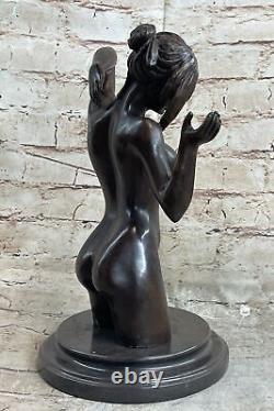 Art Deco Sculpture Collectible Nude Woman Body Woman Statue Figurine in Bronze