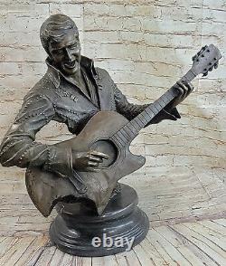 Art Deco Sculpture Elvis Presley Guitar Bronze Statue Font Figurine