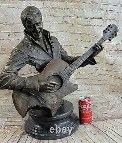 Art Deco Sculpture Elvis Presley Guitar Bronze Statue Font Figurine