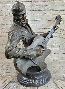 Art Deco Sculpture Elvis Presley Guitar Bronze Statue Font Figurine