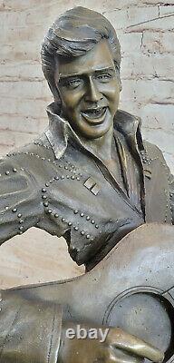 Art Deco Sculpture Elvis Presley Guitar Bronze Statue Font Figurine