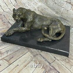 Art Deco Sculpture Jaguar Panther Animal Bronze Statue Figure