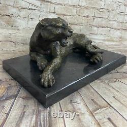 Art Deco Sculpture Jaguar Panther Animal Bronze Statue Figure