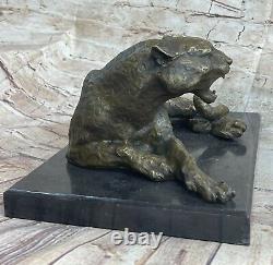 Art Deco Sculpture Jaguar Panther Animal Bronze Statue Figure