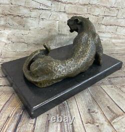 Art Deco Sculpture Jaguar Panther Animal Bronze Statue Figure