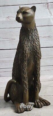 Art Deco Sculpture Jaguar Panther Animal Bronze Statue Hand Made Figurine