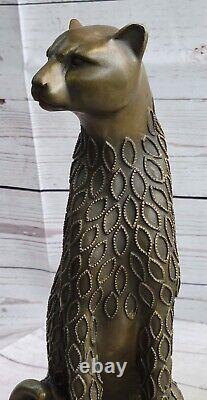 Art Deco Sculpture Jaguar Panther Animal Bronze Statue Hand Made Figurine