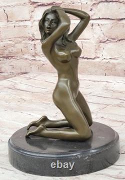 Art Deco Sculpture Nude Woman Erotic Bronze Statue Figurine