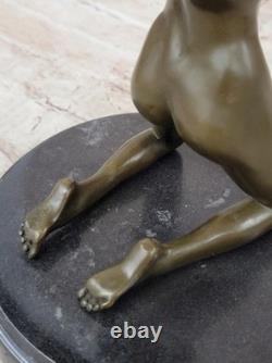 Art Deco Sculpture Nude Woman Erotic Bronze Statue Figurine
