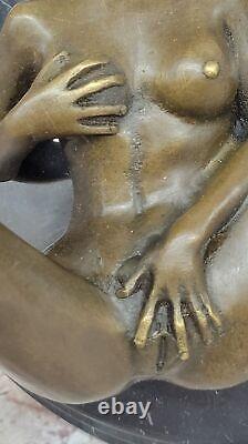 Art Deco Sculpture Nude Woman Girl Erotic Female Body Bronze Statue Sale Nr