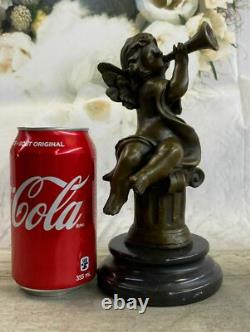 Art Deco Sculpture Play Music Small Angel Bronze Statue European Design Sale