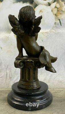 Art Deco Sculpture Play Music Small Angel Bronze Statue European Design Sale