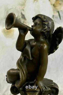 Art Deco Sculpture Play Music Small Angel Bronze Statue European Design Sale