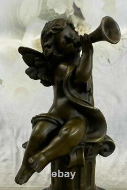 Art Deco Sculpture Play Music Small Angel Bronze Statue European Design Sale