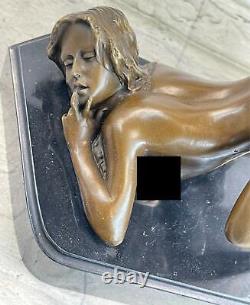 Art Deco Sculpture: Sexy Nude Erotic Woman Female Sexual Bronze Statue