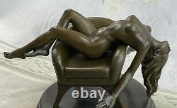 Art Deco Sculpture Sexy Nude Woman Erotic Nude Girl Bronze Statue