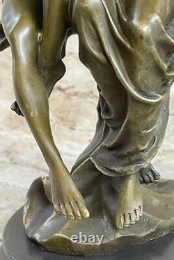 Art Deco Sculpture Woman And Male Lovers Sit Swing Stay Close Bronze Deal