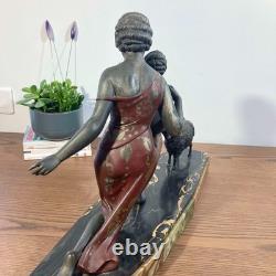 Art Deco Sculpture by Cipriani: Woman, Child, and Sheep, Authentic 1925