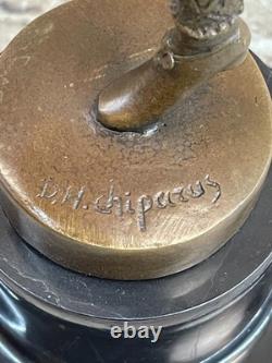 Art Deco Sculpture of a Large Dancing Woman on a Marble Base Bronze Statue