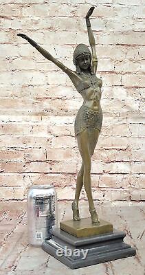 Art Deco Signed Dancer Bronze Sculpture Marble Statue Figurine Opener