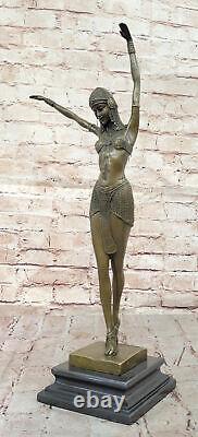 Art Deco Signed Dancer Bronze Sculpture Marble Statue Figurine Opener