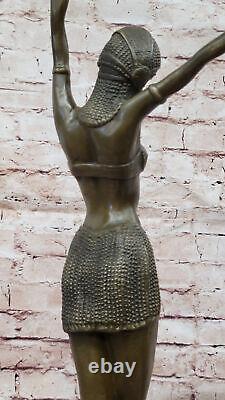 Art Deco Signed Dancer Bronze Sculpture Marble Statue Figurine Opener