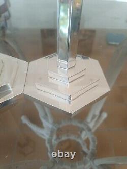 Art Deco Silvered Bronze Silver Metal Candle Holders Very Heavy 5.5 Kg