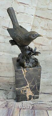Art Deco Special Love Bird Dove Bronze Sculpture Marble Base Figurine