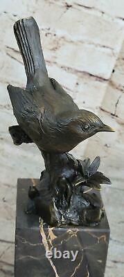 Art Deco Special Love Bird Dove Bronze Sculpture Marble Base Figurine