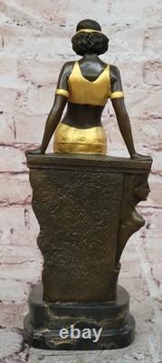 Art Deco Statue Milo Bronze Sculpture Belly Dancer in Cast Iron