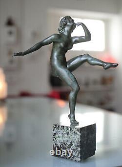 Art Deco Statuette In Bronze Dancer By René André Varnier