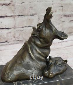 Art Deco Style Art Nouveau Bronze Hippopotamus Statue Sculpture