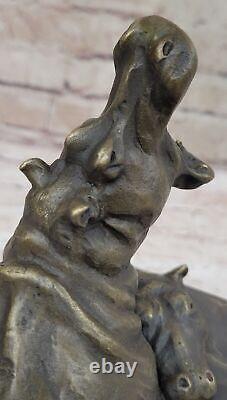 Art Deco Style Art Nouveau Bronze Hippopotamus Statue Sculpture