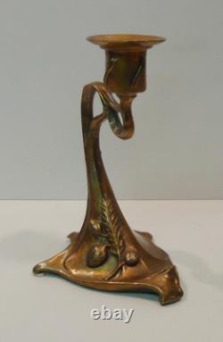 Art Deco Style Candle Holder Art Nouveau Solid Bronze