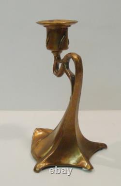 Art Deco Style Candle Holder Art Nouveau Solid Bronze