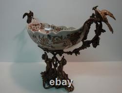Art Deco Style Fruit Centerpiece with Parrot Bird and Flower Figurine