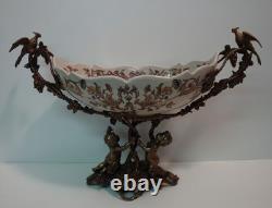 Art Deco Style Fruit Centerpiece with Parrot Bird and Flower Figurine