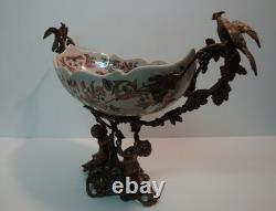 Art Deco Style Fruit Centerpiece with Parrot Bird and Flower Figurine