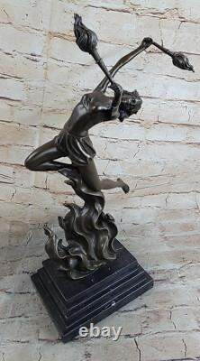 Art Deco Style Genuine Bronze Detailed Openwork Sculpture Statue