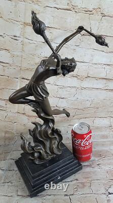 Art Deco Style Genuine Bronze Detailed Openwork Sculpture Statue