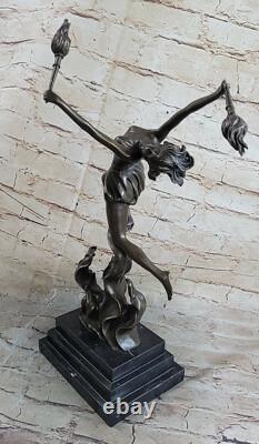 Art Deco Style Genuine Bronze Detailed Openwork Sculpture Statue