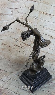 Art Deco Style Genuine Bronze Detailed Openwork Sculpture Statue