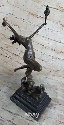 Art Deco Style Genuine Bronze Detailed Openwork Sculpture Statue