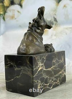 Art Deco Style Hippo Faune Nouveau Bronze Signed Statue Sculpture