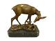 Art Deco Style Sculpture Of A Stag With Fawn On Black Marble After Barye